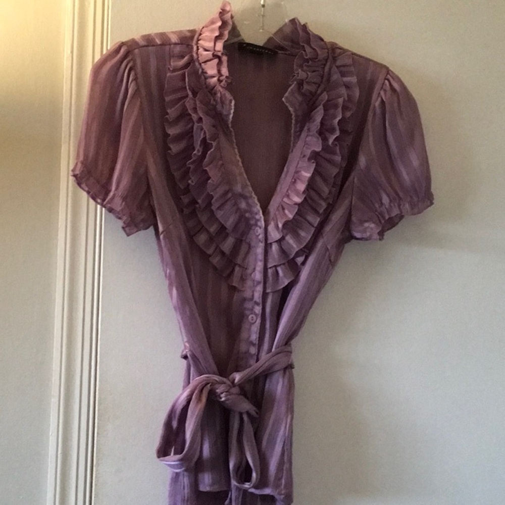 Purple Mock Neck Ruffled Blouse vintage forever 21